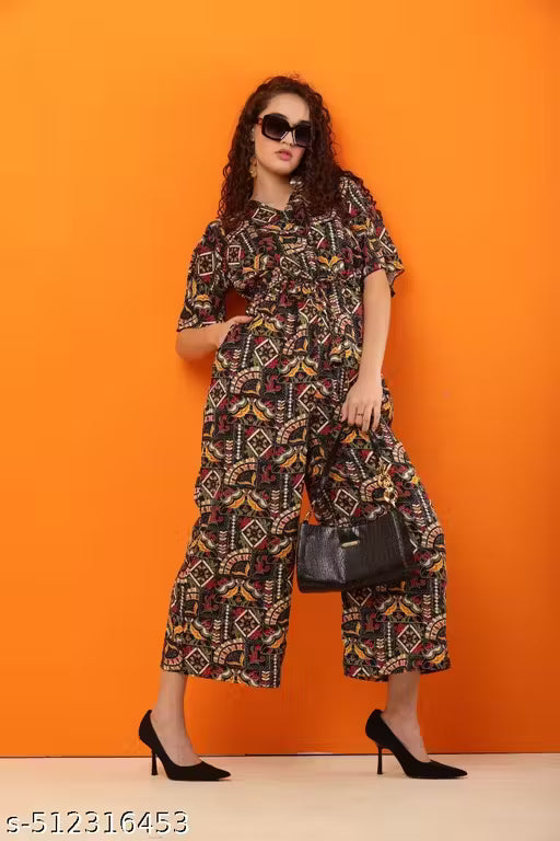 FOUR BROTHER'S STYLISH CREPE FABRIC JUMPSUIT FOR WOMEN