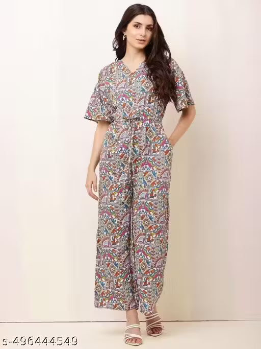 CNQFS FASHION'S STYLISH RAJASTHANI PRINTED CREPE FABRIC JUMPSUIT FOR WOMEN
