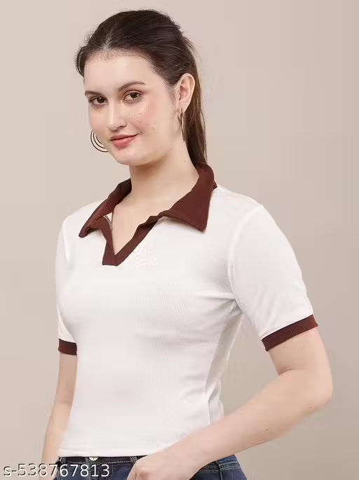 SHIVA WHITE WITH RIB COLOR TOP