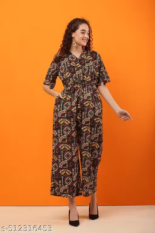 FOUR BROTHER'S STYLISH CREPE FABRIC JUMPSUIT FOR WOMEN