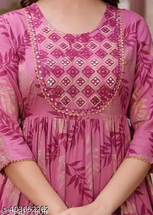 Flayered Anarkali kurti with embroidery yog